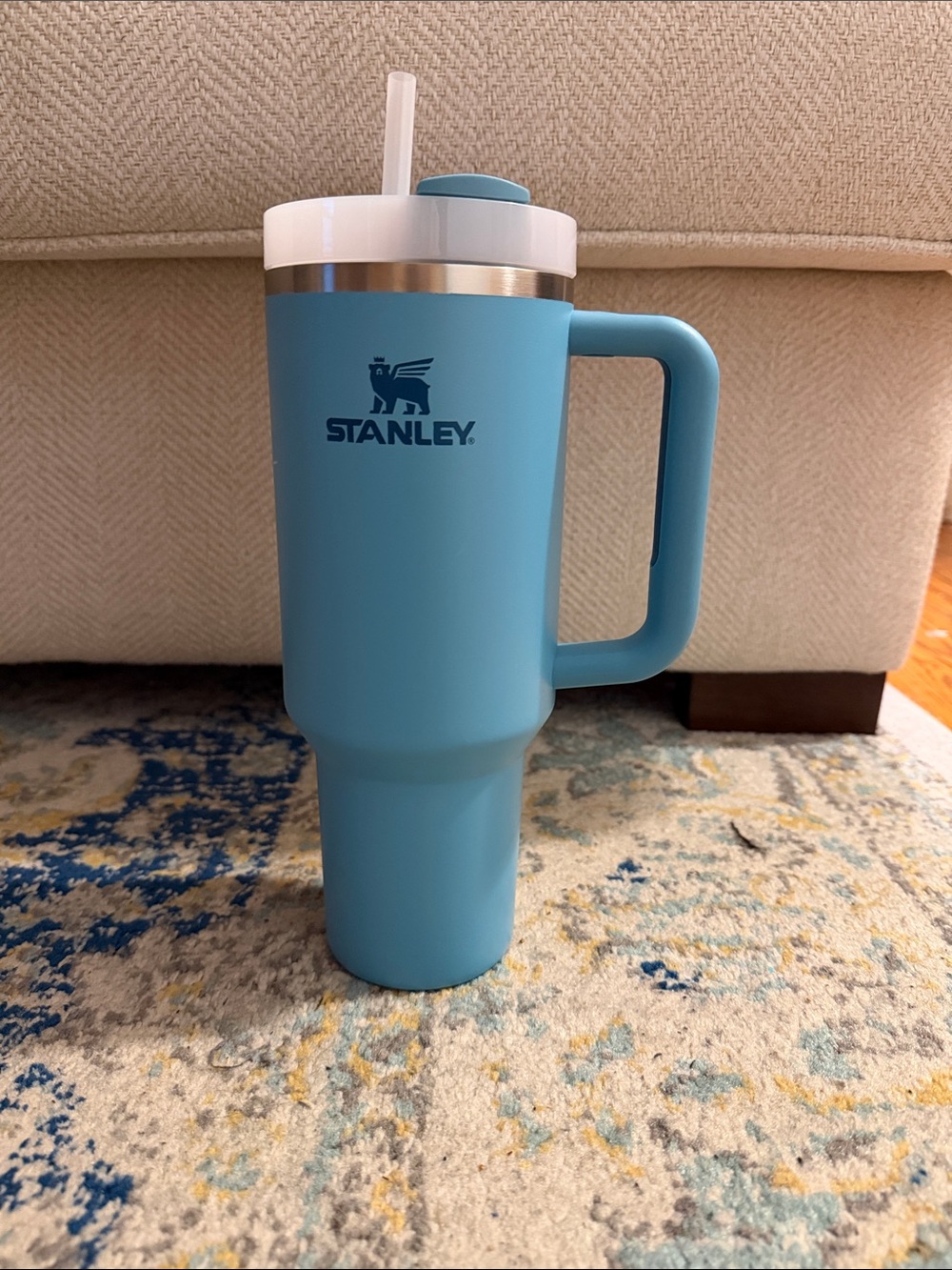 Stanley Light Blue Insulated 40 oz Tumbler with Handle and Straw